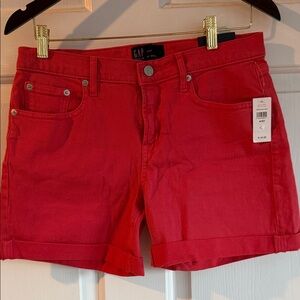 GAP Women's Vibrant Red Cuffed Denim Shorts
